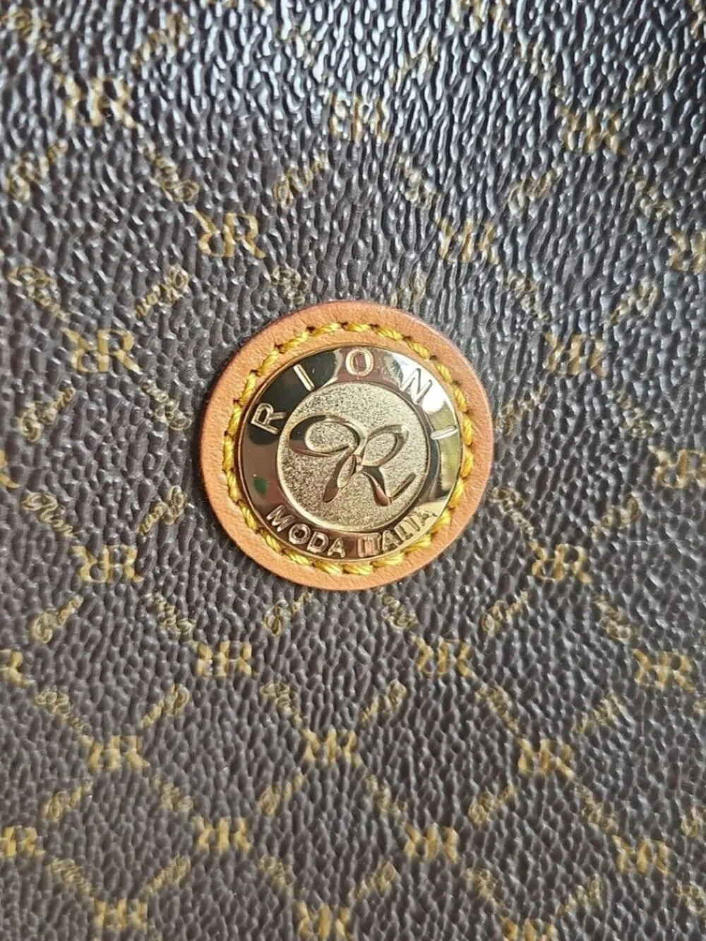 Rioni Signature Brown Top Handle Satchel Bag